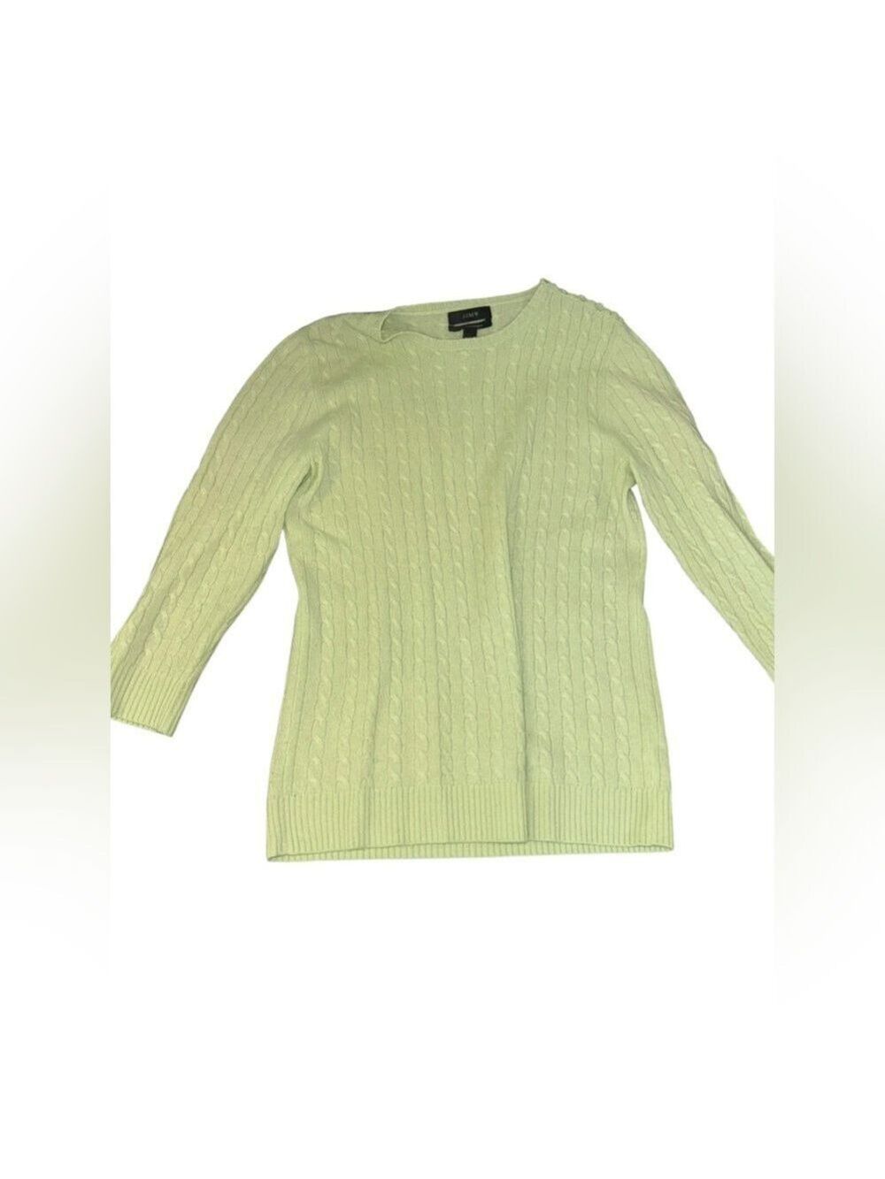 J. Crew Light Green Cable Knit Sweater